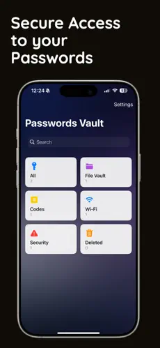 Simple and secure password manager screen in Finger Vault